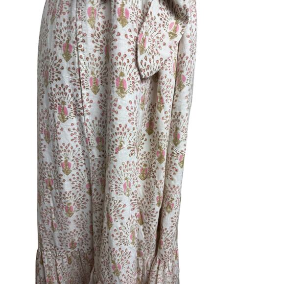 Mirth Square Neck Peacock Print Cotton Maxi Dress Sz. L - Picture 9 of 10